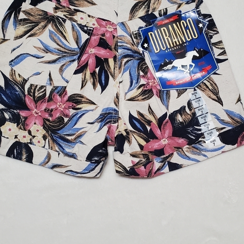 Deadstock Vintage 90s Durango Floral High Rise Cuffed Knit Denim Shorts NWT - Picture 14 of 16